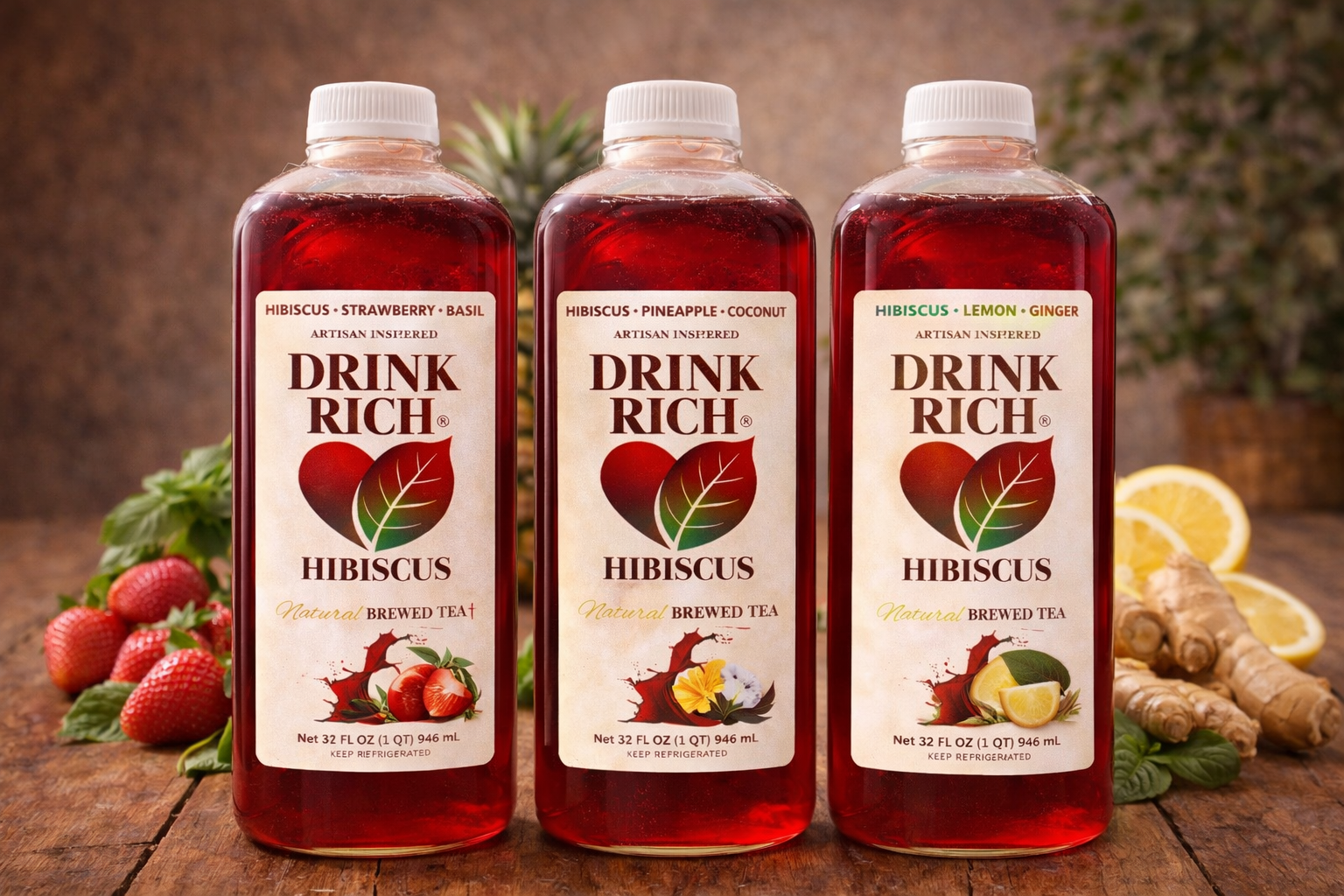 Drink Rich Hibiscus Tea Variety Bundle 3- Bottles