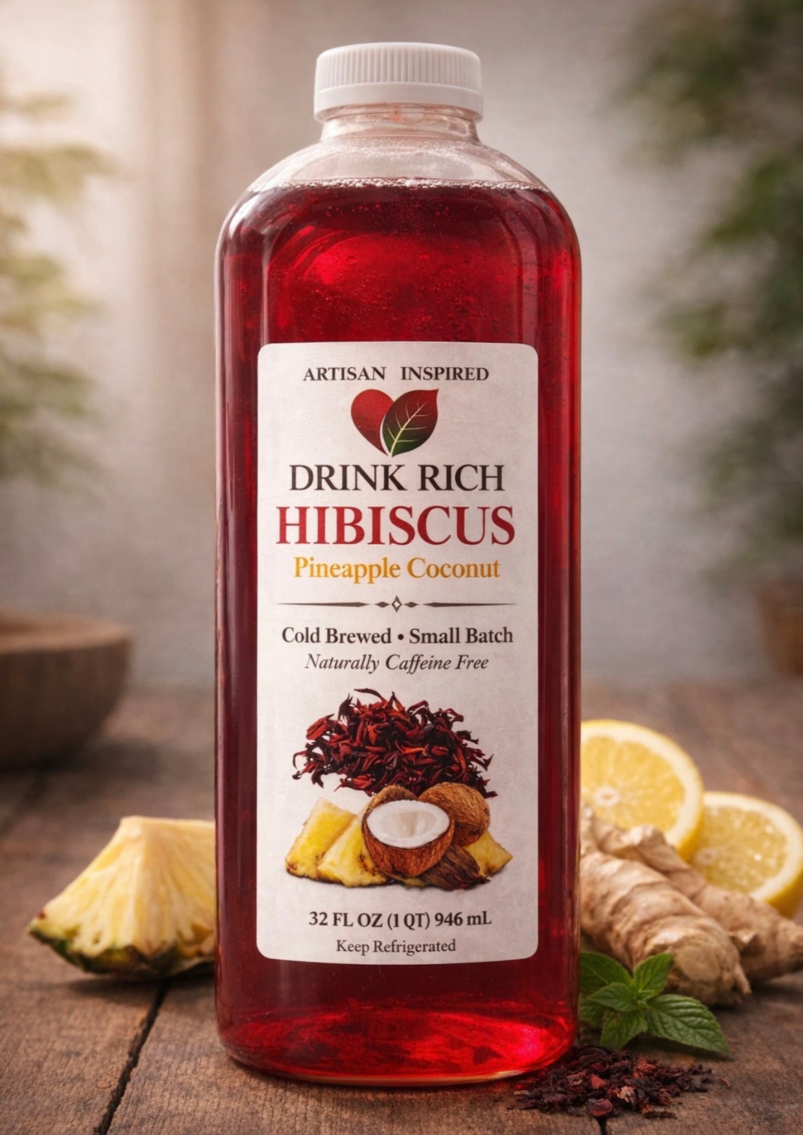 Drink Rich Pineapple Coconut Hibiscus Drink 32 oz
